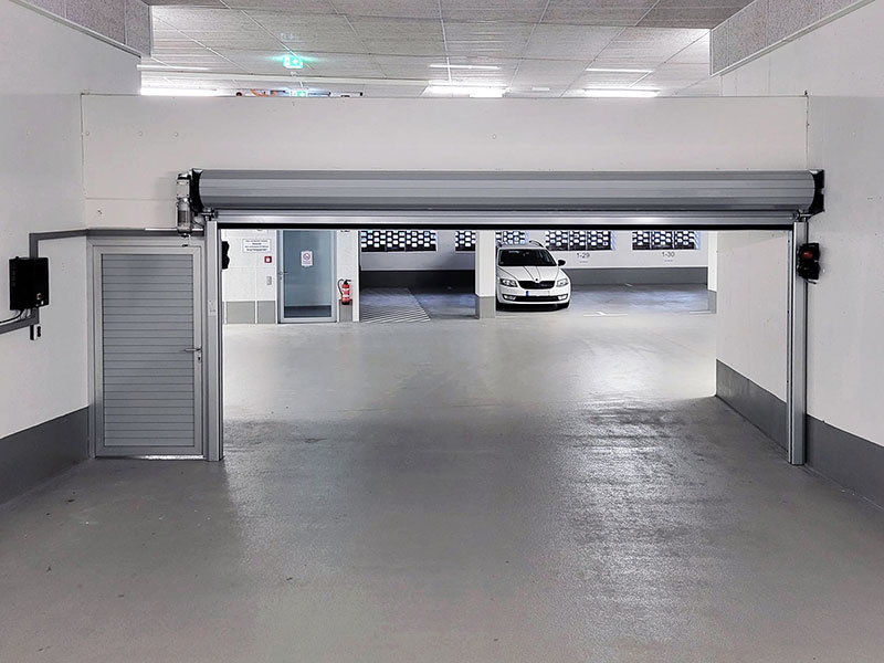 Roller shutter in the car park