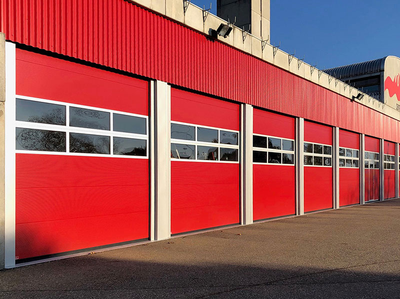 sectional doors in red