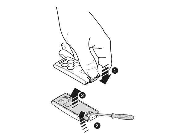 Entfernen des Gehäuses eines Handsenders S504