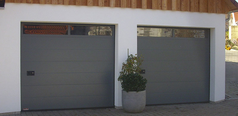 garage doors in grey