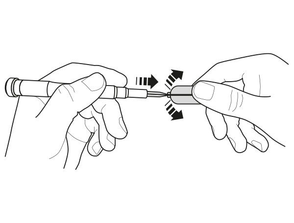 Öffnen des Handsendergehäuses Aeterna Mini