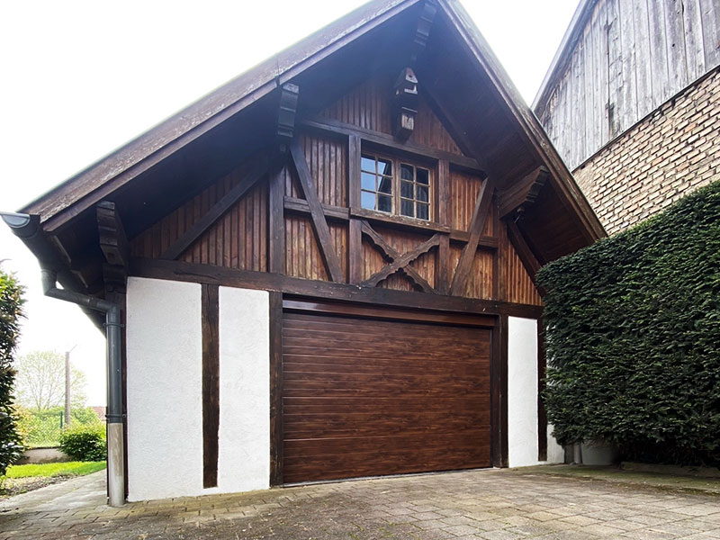 Imitation wood garage door