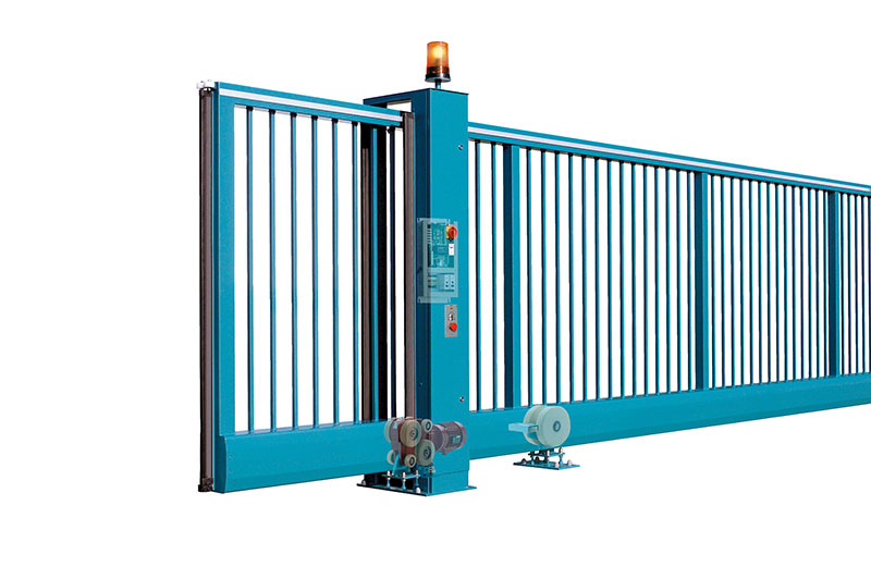 sliding gate with warning light